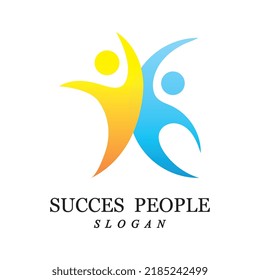 succes people logo vector and illustration template design