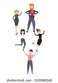 Succes worker, teamwork, vector illustration 