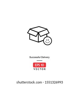 Succesful Delivery Icon. Ecommerce Isolated On White Background. With Line Style. Delivery Icon. EPS10 - Vector