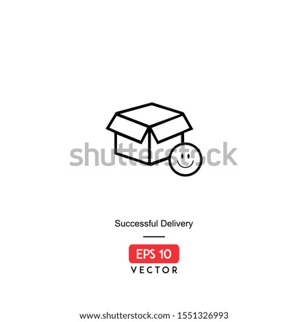Succesful Delivery Icon. Ecommerce Isolated On White Background. With Line Style. Delivery Icon. EPS10 - Vector