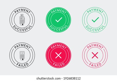 Succesful And Failed Payment Vector Sign. Approved And Denied Transaction Vector Icon.