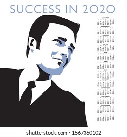 Success in 2020 is the outlook of this dynamic successful businessman.  Great for office wall poster. 