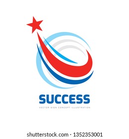 Success - abstract vector logo. Design elements with star sign. Development symbol. Progress icon. Growth and start-up concept illustration.