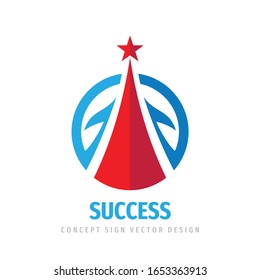 Success - abstract vector logo. Design elements with star sign. Development symbol. Growth and start-up concept illustration.