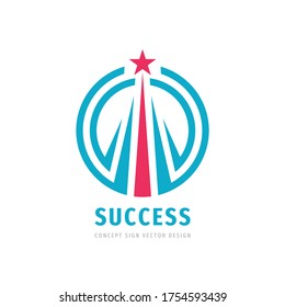 Success - abstract vector logo. Design elements with star sign. Development symbol. Growth and start-up concept illustration.