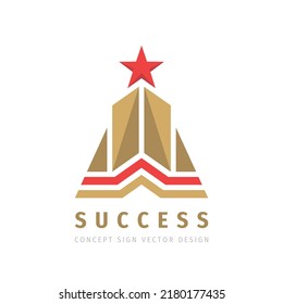 Success - abstract vector logo. Design elements with star sign. Development symbol. Growth and start-up concept illustration.