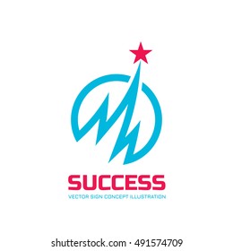 Success - abstract vector logo. Design elements with star sign. Development symbol. Growth and start-up concept illustration.