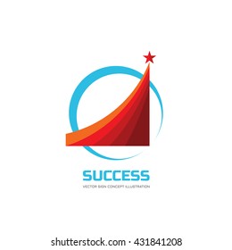 Success - abstract vector logo illustration. Design elements with star sign. Development, growth, start-up concept. 