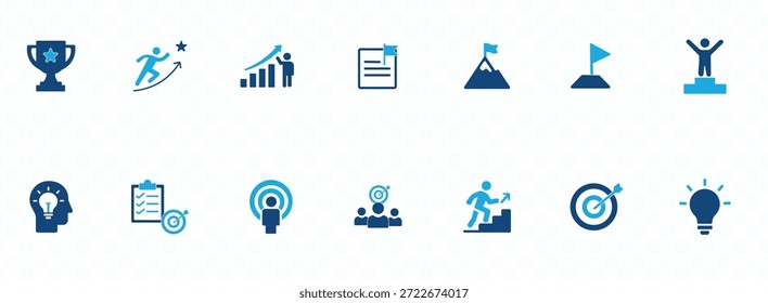 éxito y logros. Con premios, trofeos, crecimiento, establecimiento de objetivos, trabajo en equipo y liderazgo. Perfecto para negocios, marketing y motivación.
