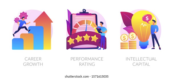 Success achievement icons set. Business promotion, user feedback, professional skills. Career growth, performance rating, intellectual capital metaphors. Vector isolated concept metaphor illustrations