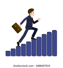 éxito. Imagen vectorial de una persona que lucha por el éxito. La imagen del personaje para la animación. trazos editables. Un hombre corre por la escalera de la carrera.