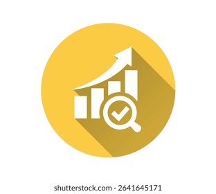 Success analysis flat icon. Simple illustration with long shadow for graphic and web design.