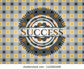 Success arabesque style emblem. arabic decoration.