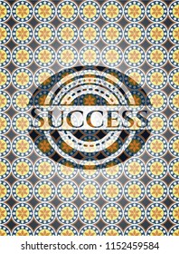 Success arabic badge. Arabesque decoration.