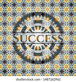 Success arabic badge background. Arabesque decoration.