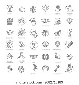Success, awards, achievement elements - minimal thin line web icon set