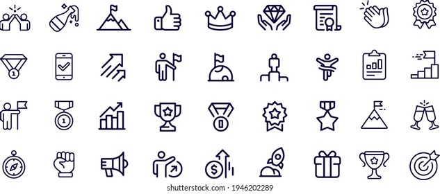 Iconos de la línea de éxitos y premios. Diseño de vector de trazo editable 