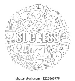 Success background from line icon. Linear vector pattern. Vector illustration