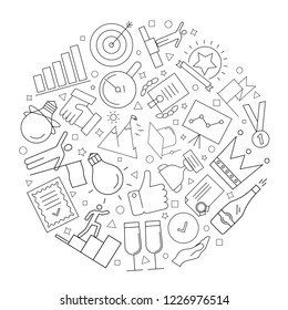 Success background from line icon. Linear vector pattern. Vector illustration