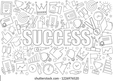 Success background from line icon. Linear vector pattern. Vector illustration