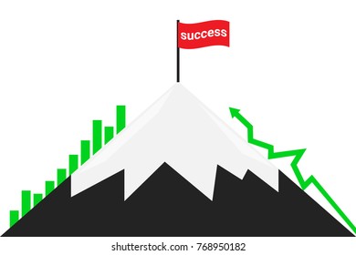 Success background with mountain and graph. concept design. vector