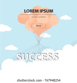 Success banner of planning, presentation, annual report or card cover. Flat design vector illustration.