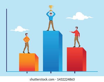 success  bar graph with winner corporate  men