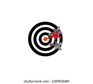 Success, Big target with dart arrows on white background. Business Goals Concept, sign symbol background,  vector illustration.