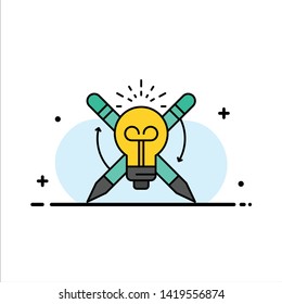 Success, Bulb, Light,  Business Flat Line Filled Icon Vector Banner Template
