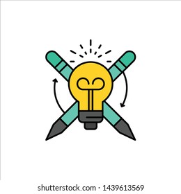 Success, Bulb, Light, Focus,   Flat Color Icon. Vector icon banner Template