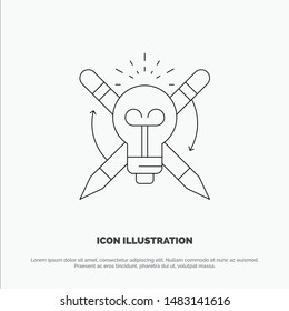 Success, Bulb, Light, Focus,  Line Icon Vector