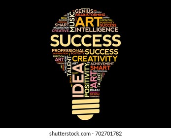 Success bulb word cloud collage concept