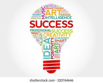 Success bulb word cloud concept