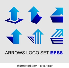 Success business blue arrows boost up vector logo icon set