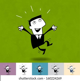 Success. Business cartoon illustration (EPS 10). Animation friendly: the elements (arms, heads etc) are in the separate layers. Seamless pattern on the background (its color can be changed)