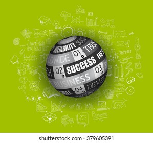 Success in Business  Concept with Doodle design style :finding solution, brainstorming, creative thinking. Modern style illustration for web banners, brochure and flyers.