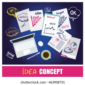 Success business concept.Set of flat design concepts for business strategy and creative process. Concepts for teamwork, business project presentation, planning, brainstorming and marketing ideas.