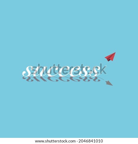 Success business concept vector illustration. The red paper planes are soaring into the sky.