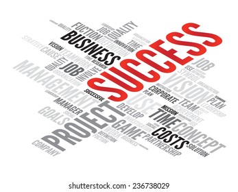 SUCCESS business concept in word tag cloud, vector background