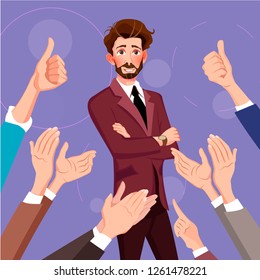 Success in business. Human hands clapping. Flat design modern vector illustration concept