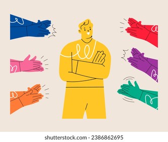 Success in business. Human hands clapping. Colorful vector illustration
