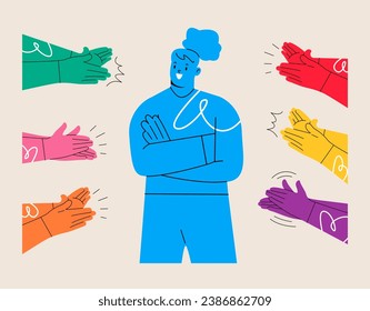 Success in business. Human hands clapping. Colorful vector illustration
