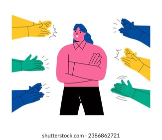 Success in business. Human hands clapping. Flat vector illustration isolated on white background
