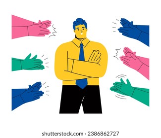 Success in business. Human hands clapping. Flat vector illustration isolated on white background
