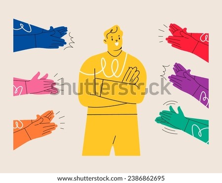 Success in business. Human hands clapping. Colorful vector illustration
