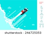 Success in business. Icot. Start up.  Businessman is flying on the rocket up in the cosmos.. Eps 10