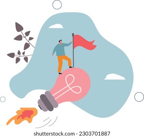 Success business idea, innovation or invention to reach goal, entrepreneur start new business, solution or career achievement concept.flat vector illustration.