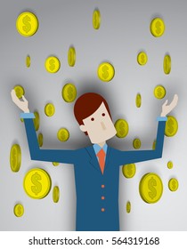Success of business man with passive income vector illustration