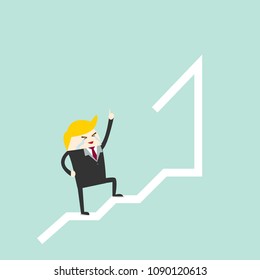 Success business man stand on graph. Business success concept