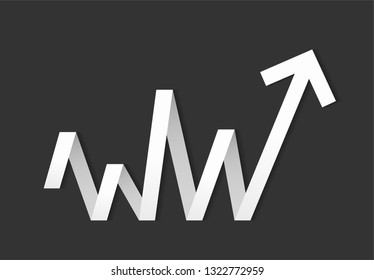 Success business symbol.Growth vector diagram with arrow going up.White  vector icon isolated on grey background. Editable EPS file.Bar Chart Vector Icon.Vector illustration
